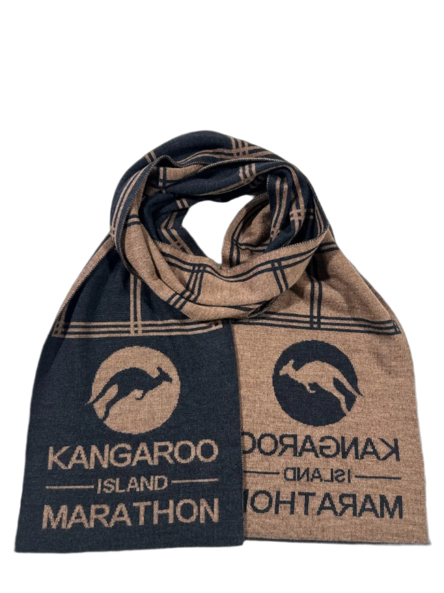 Kangaroo Island Wool Scarf for the Kangaroo Island Marathon in Bark and Charcoal