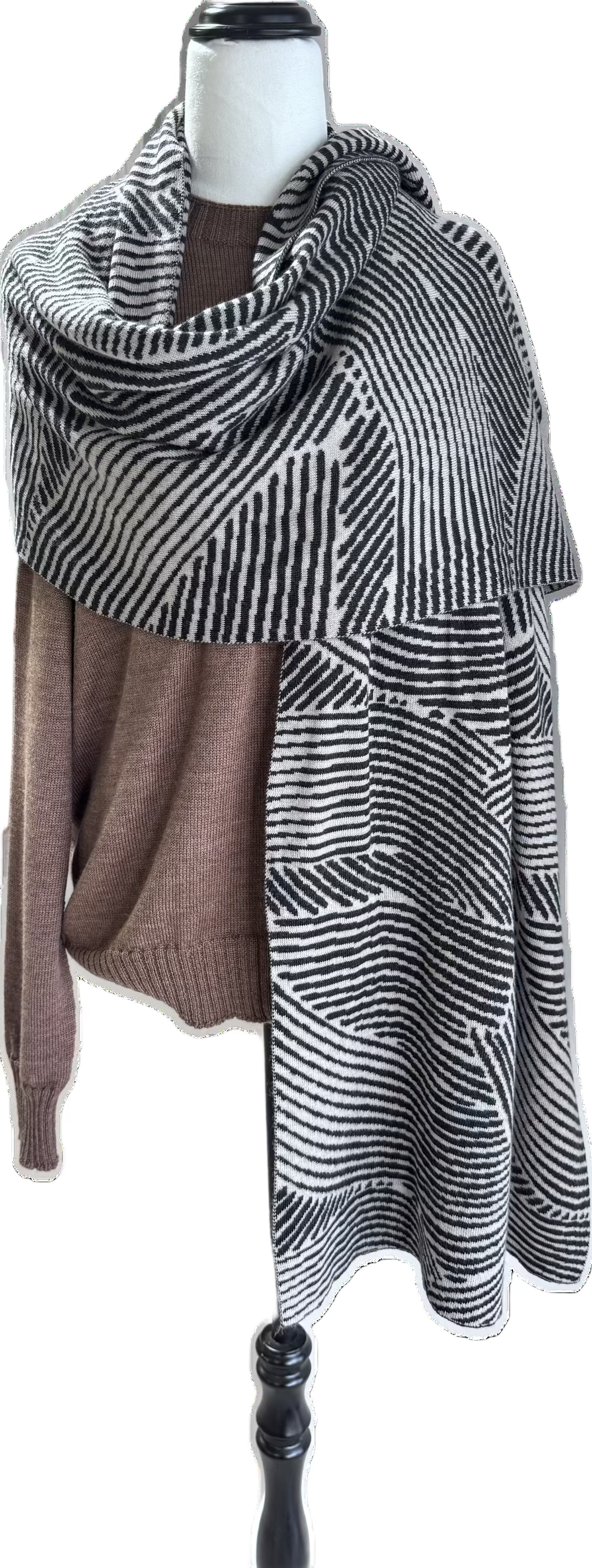 North Cape Wrap in Charcoal and Dune Kangaroo Island Wool